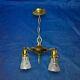 Antique Brass Pendant Two Light Fixture Shades Rewired 57c