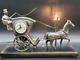 Antique Clock Lamp Horse Carriage Man Whip Vtg Model 701 United Metals Works