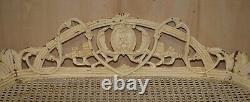 Antique French Shabby Chic Bergere Window Seat Bench Original Paint Finish