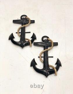 Antique Industrial Retro Stage Ship Refurbish Old Thug Boat Anchor Set of 2