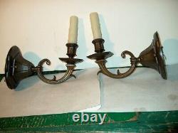 Antique Matching Pair Of Bronze Wall Sconces-completly Refurbished
