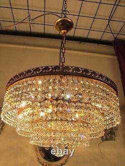 Antique Vintage By Palwa Swarovski Crystals Chandelier, Lighting, Lamp 1940s