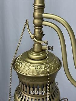 Antique Vtg Victorian Converted Gas Pendant Gasolier Arts & Crafts Mission Deco