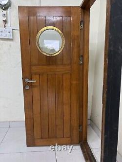 Big Size Marine Refurbish Vintage Ship Wooden Door with Brass Porthole Window
