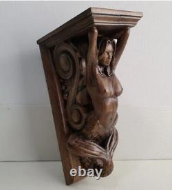 Corbel Mermaid of wood Decorative Carved Wooden Corbel 1pc Wall Hanging Decor
