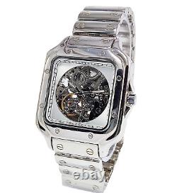 Discover Diamonds Skeletal Sterling 925 Silver Automatic Antique Men's Watch
