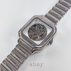 Discover Diamonds Skeletal Sterling 925 Silver Automatic Antique Men's Watch