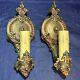 Nice Pair Polychrome Vintage Antique Wall Sconce Fixtures Rewired 142f
