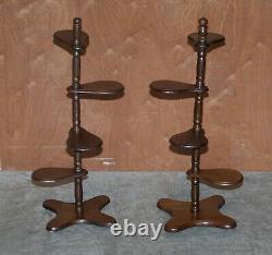 Pair Of Hardwood Whatnot Adjustable Side End Tables Cake Stands Display Stands