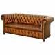 Rare Circa 1900 Hand Dyed Fully Restored Whisky Brown Leather Chesterfield Sofa