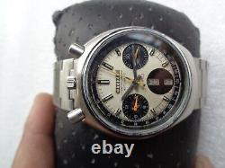 Rare Vtg Ss Citizen Bull Head 23j 8110 Chronograph Mens Automatic Wristwatch