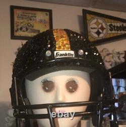 Rhinestone Vintage Franklin Steelers Football Helmet Refurbished USA 1 Of A Kind