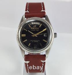 Ricoh Dynamic Wide Black Color Dial 21 Jewels Day Date Function Automatic Watch