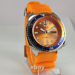 Seiko Orange Dial 17 Jewels Day Date Function Japan Made Automatic Watch 6309A