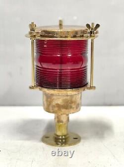 Ship Salvage Marine Old Bass Metal Refurbished Original Electric Lamp Red Glass