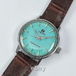 Tissot Seastar Seven Blue Radium Dial Use Key No 295T Handwinding Wrist Watch