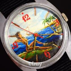 VOSTOK Hand Painted Dial NUDE WOMEN Vintage Soviet USSR Army Art CCCP Watch