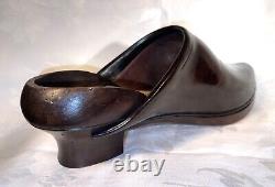 Vintage 1920s French Clogs Refurbished Women's Size 8 Gloss Chocolate Wood