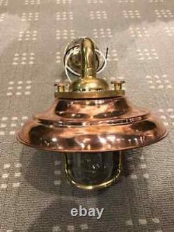 Vintage Brass Bulkhead Light with Copper Shade- Restored, Refurbished & Rewired