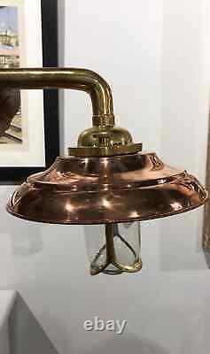 Vintage Brass Bulkhead Light with Copper Shade- Restored, Refurbished & Rewired