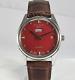 Vintage Henri Sandoz &fils 25 Jewels Red Dial Day Date Automatic Movement Watch