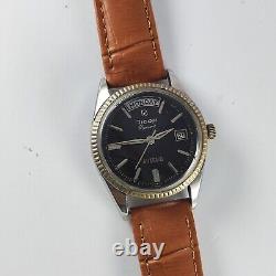 Vintage Ricoh Black Dial 21 Jewels Day Date Automatic Wrist Men's Watch