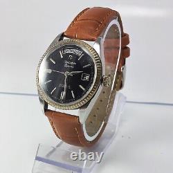 Vintage Ricoh Black Dial 21 Jewels Day Date Automatic Wrist Men's Watch