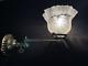 Wired Antique Vtg Gas Wall Sconce Victorian Arts Crafts Deco Brass, Etched Glass