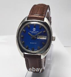 Montre-bracelet Vintage Favre Leuba Geneve avec cadran bleu brillant, 25 joyaux, jour et date FHF908