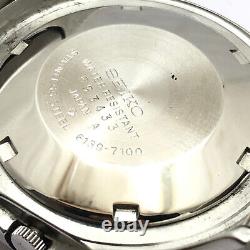Montre-bracelet automatique vintage pour homme Seiko Chronographe 6139-7100 avec jour et date, 40mm