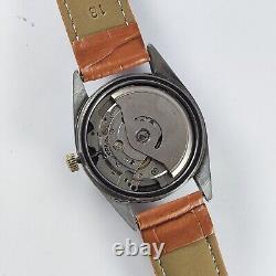 Montre-bracelet automatique vintage pour homme, cadran noir Ricoh, 21 rubis, jour et date