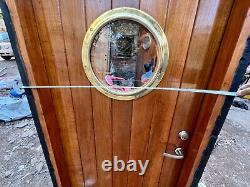Porte en bois antique de navire vintage rénovée avec hublot en laiton